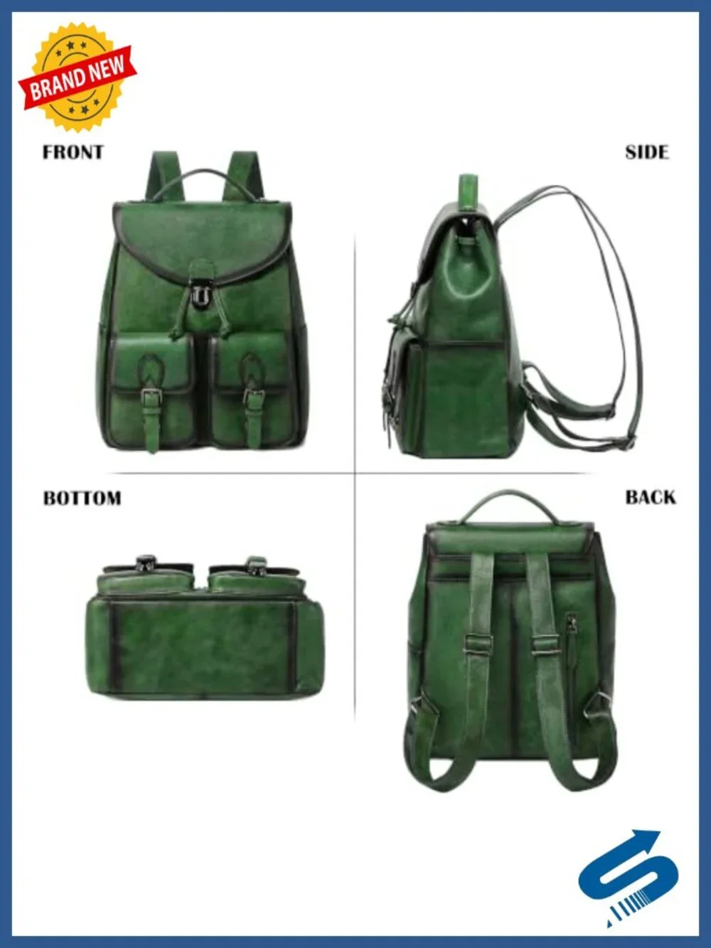 Vintage Genuine Leather Backpack Purse Rucksack Practical Daypack Bag